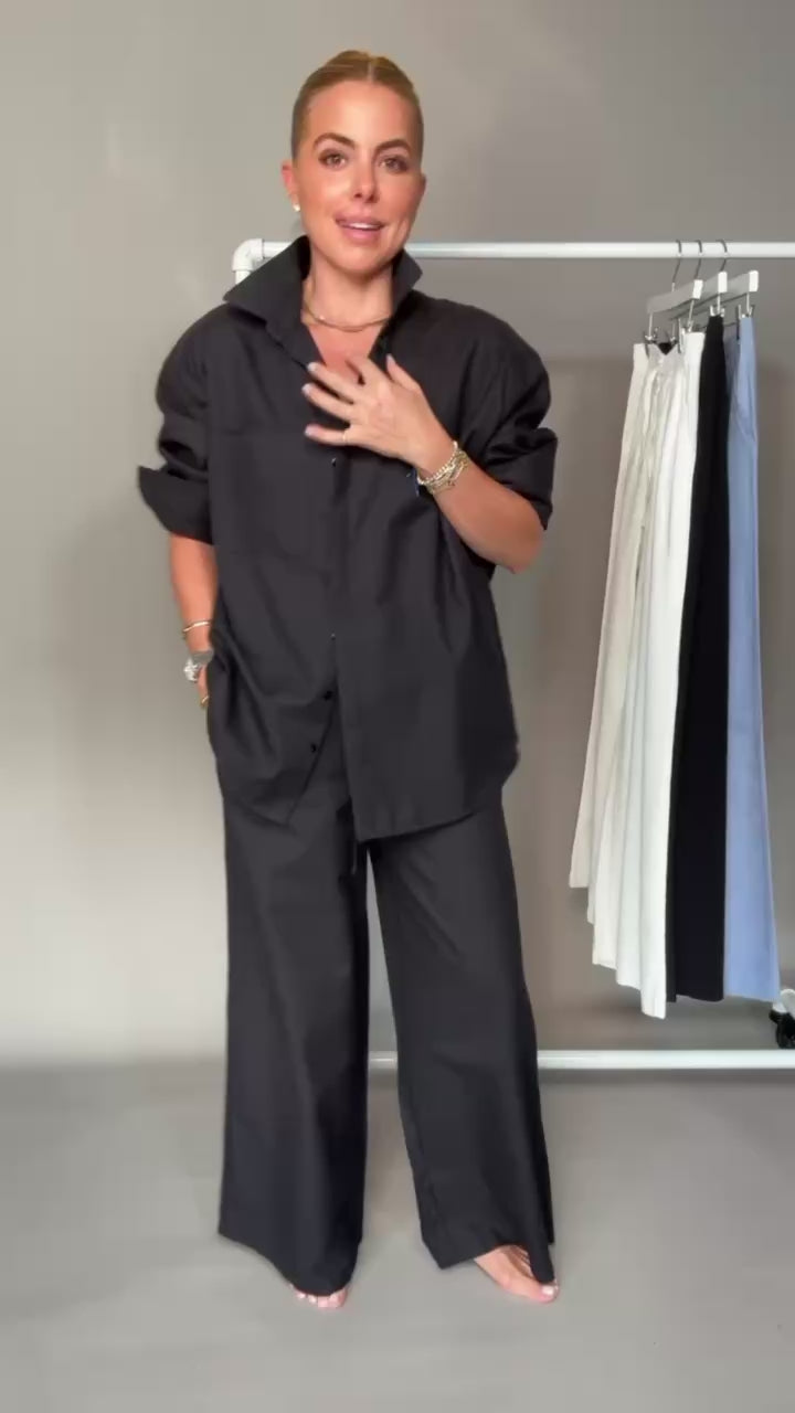 TEMPLE Wide Leg Pant Oxford